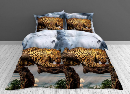 LENJERII DE PAT - Lenjerie De Pat Bumbac Satinat 3D - Leopard