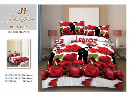 Bumbac Satinat 3D - Lenjerie De Pat Bumbac Satinat 3D - Love