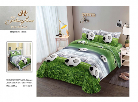 Bumbac Satinat 3D - Lenjerie De Pat Bumbac Satinat 3D - Fotbal