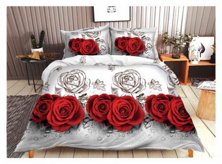 Lenjerie De Pat Bumbac Satinat 3D - Model Floral [1]