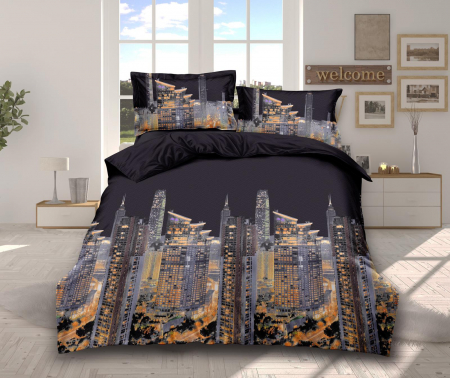 Lenjerie De Pat Bumbac Satinat 3D - Night City [1]