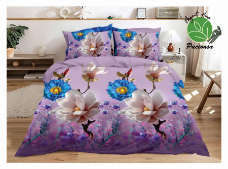 LENJERII DE PAT - Lenjerie De Pat Bumbac Satinat 3D - Roz Floral