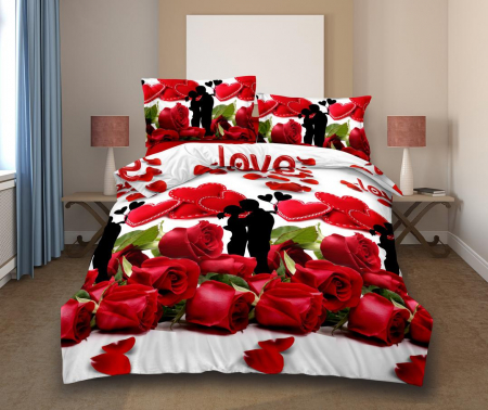 Lenjerie De Pat Bumbac Satinat 3D - Love [1]