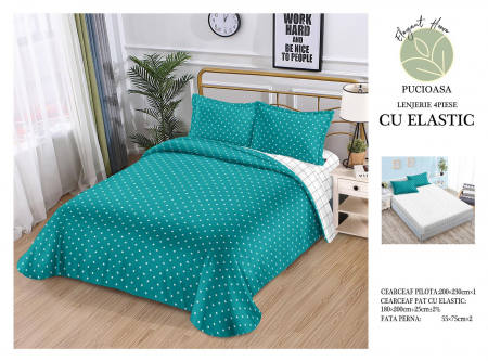 Lenjerie De Pat Bumbac Satinat Cu Elastic - Mini Stelute [1]