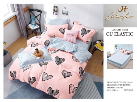 Cearceaf cu elastic - Lenjerie De Pat Bumbac Satinat Cu Elastic - For You