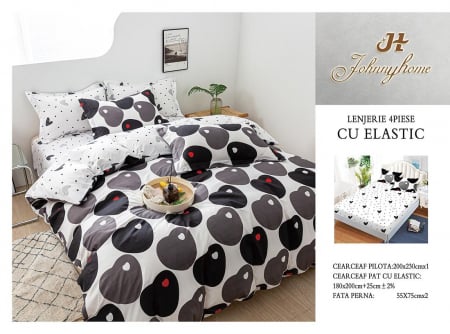 Cearceaf cu elastic - Lenjerie De Pat Bumbac Satinat Cu Elastic - Like  An Apple