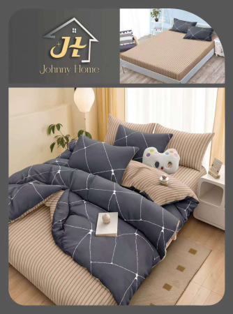 Cearceaf cu elastic - Lenjerie De Pat Bumbac Satinat Cu Elastic - Linii Si Dungi Gri