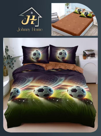 LENJERII DE PAT - Lenjerie De Pat Bumbac Satinat Cu Elastic - Minge De Fotbal Pe Teren