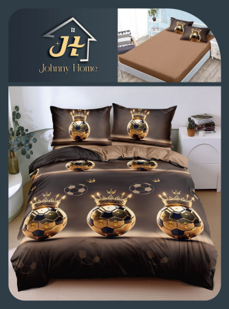 LENJERII DE PAT - Lenjerie De Pat Bumbac Satinat Cu Elastic - Mingea De Aur