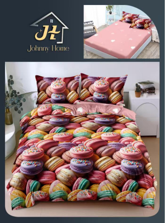 Bumbac Satinat Superior - Lenjerie De Pat Bumbac Satinat Cu Elastic - Mini Macarons