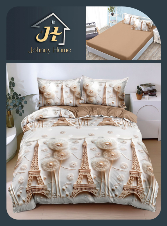 LENJERII DE PAT - Lenjerie De Pat Bumbac Satinat Cu Elastic - Paris Si Papadii