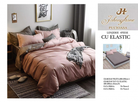 Cearceaf cu elastic - Lenjerie De Pat Bumbac Satinat Cu Elastic - Patratele Mici