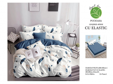 Cearceaf cu elastic - Lenjerie De Pat Bumbac Satinat Cu Elastic - Pene