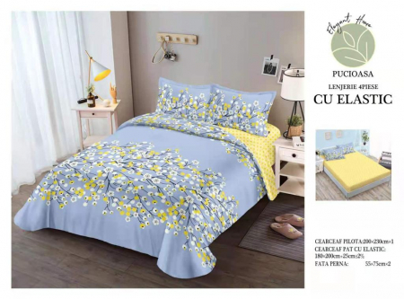 Lenjerie De Pat Bumbac Satinat Cu Elastic - Primavara [1]