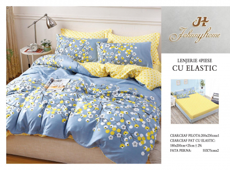 Cearceaf cu elastic - Lenjerie De Pat Bumbac Satinat Cu Elastic - Primavara