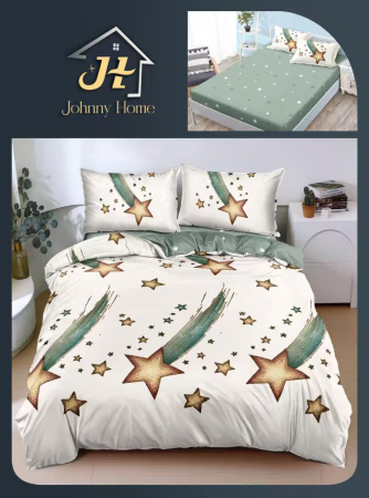 Bumbac Satinat Superior - Lenjerie De Pat Bumbac Satinat Cu Elastic - Stele Cazatoare