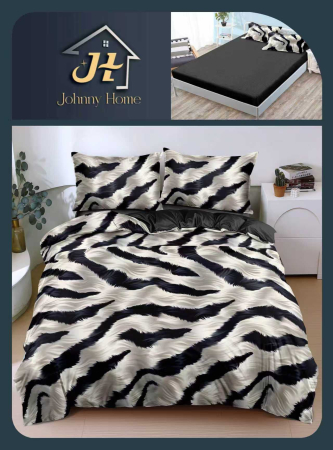 Cearceaf cu elastic - Lenjerie De Pat Bumbac Satinat Cu Elastic - Tigrat