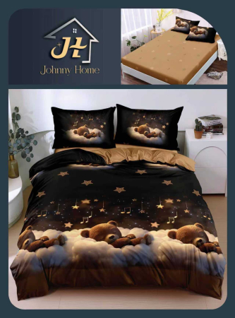 LENJERII DE PAT - Lenjerie De Pat Bumbac Satinat Cu Elastic - Ursuletul Pe Norisori