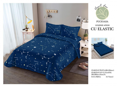 Cearceaf cu elastic - Lenjerie De Pat Bumbac Satinat Cu Elastic - Zodiac