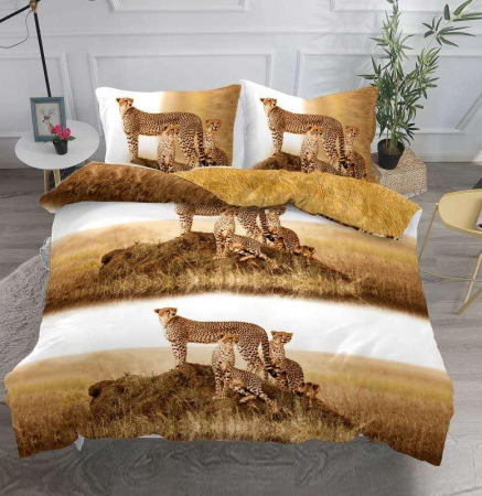LENJERII DE PAT - Lenjerie De Pat Bumbac Satinat Premium - Leopard