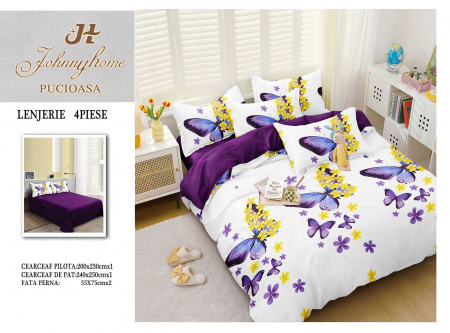 Cearceaf normal - Lenjerie De Pat Bumbac Satinat Superior - Butterfly