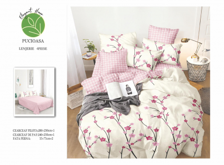 Bumbac Satinat Superior - Lenjerie De Pat Bumbac Satinat Superior - Flori De Cires