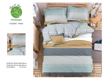 LENJERII DE PAT - Lenjerie De Pat Bumbac Satinat Superior - Model Masculin