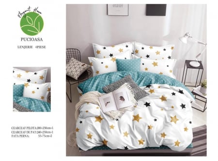 Cearceaf normal - Lenjerie De Pat Bumbac Satinat Superior - Stars