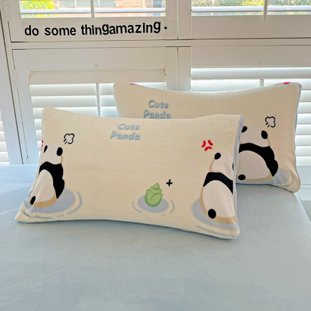 Lenjerie De Pat Cocolino 4 Piese Cu Cearceaf Pat Mare - Bleu Cu Ursuleti Panda [12]