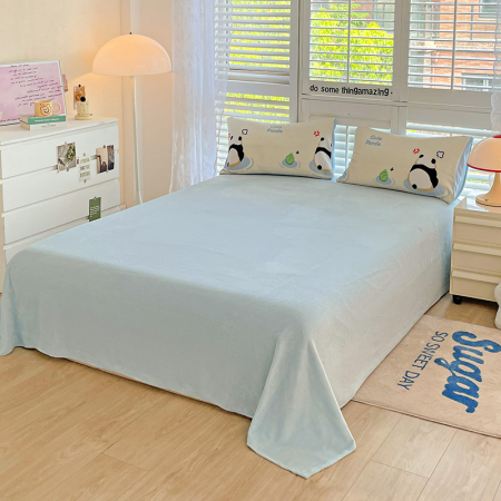 Lenjerie De Pat Cocolino 4 Piese Cu Cearceaf Pat Mare - Bleu Cu Ursuleti Panda [2]