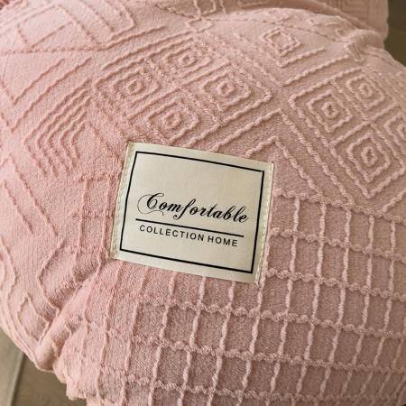 Lenjerie De Pat Cocolino 4 Piese Cu Cearceaf Pat Mare - Gri Si Roz In Relief [27]