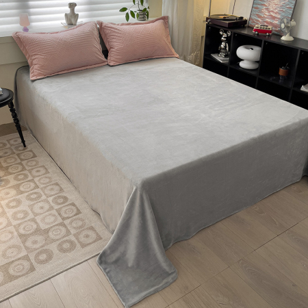 Lenjerie De Pat Cocolino 4 Piese Cu Cearceaf Pat Mare - Gri Si Roz In Relief [1]