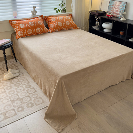 Lenjerie De Pat Cocolino 4 Piese Cu Cearceaf Pat Mare - Portocaliu Cu Trandafiri [1]