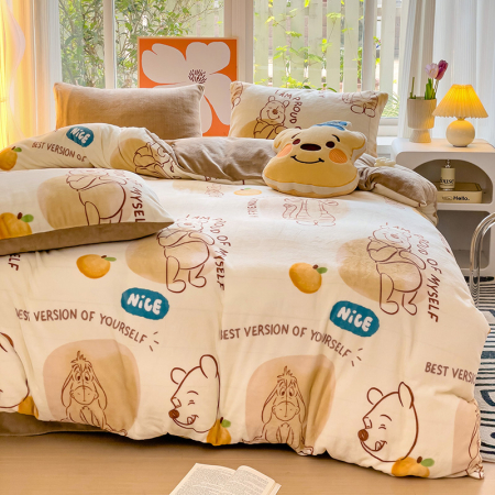 Lenjerie De Pat Cocolino 4 Piese Cu Cearceaf Pat Mare - Winnie The Pooh [11]