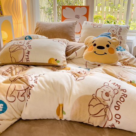 Lenjerie De Pat Cocolino 4 Piese Cu Cearceaf Pat Mare - Winnie The Pooh [3]