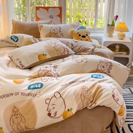 Lenjerie De Pat Cocolino 4 Piese Cu Cearceaf Pat Mare - Winnie The Pooh [10]