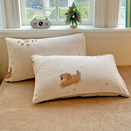 Lenjerie De Pat Cocolino 4 Piese Cu Elastic - Bej Cu Catei [2]