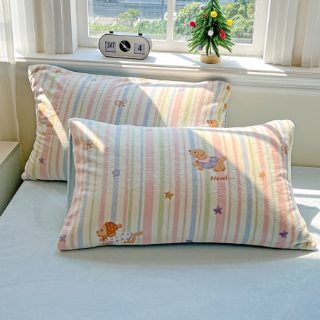 Lenjerie De Pat Cocolino 4 Piese Cu Elastic - Bleu Cu Catei Si Dungi [1]