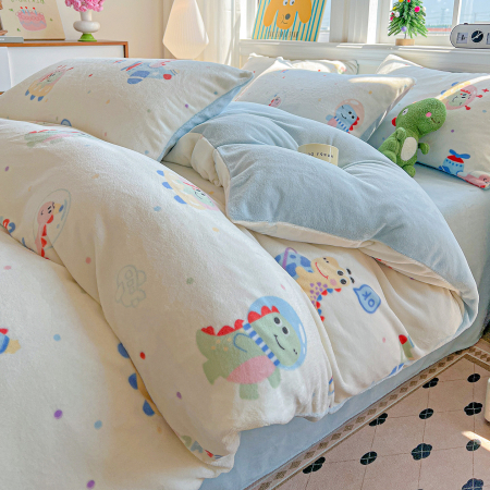 Lenjerie De Pat Cocolino 4 Piese Cu Elastic - Bleu Cu Dinozauri [6]