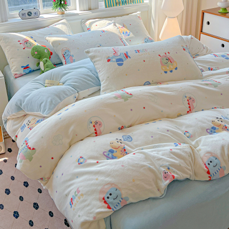 Lenjerie De Pat Cocolino 4 Piese Cu Elastic - Bleu Cu Dinozauri [7]