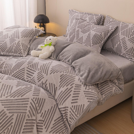 Lenjerie De Pat Cocolino 4 Piese Cu Elastic - Linii Zig Zag [2]