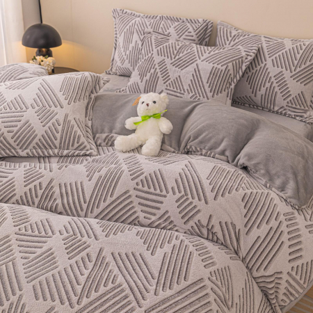 Lenjerie De Pat Cocolino 4 Piese Cu Elastic - Linii Zig Zag [1]