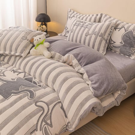 Lenjerie De Pat Cocolino 4 Piese Cu Elastic - Pisicutele Cool [1]