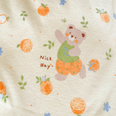 Lenjerie De Pat Cocolino 4 Piese Cu Elastic - Galben Cu Ursuleti, Portocale Si Floricele [2]