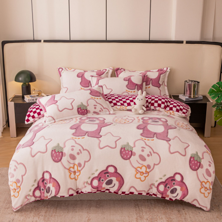 Lenjerie De Pat Cocolino 4 Piese Cu Elastic - Pink Bear [3]