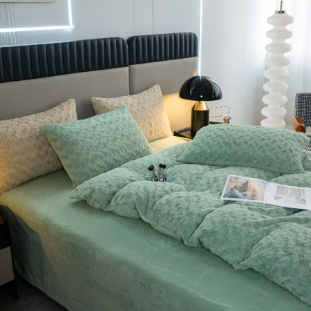 Lenjerie De Pat Cocolino 4 Piese Trandafiri - Verde Deschis [2]