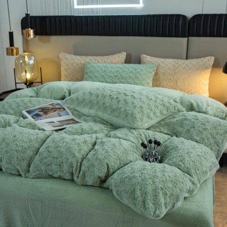 LENJERII DE PAT - Lenjerie De Pat Cocolino 4 Piese Trandafiri - Verde Deschis