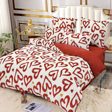 LENJERII DE PAT - Lenjerie De Pat Cocolino 6 Piese - Red Hearts