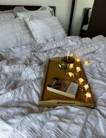 Lenjerie De Pat Creponata Cu Volanase - White [4]