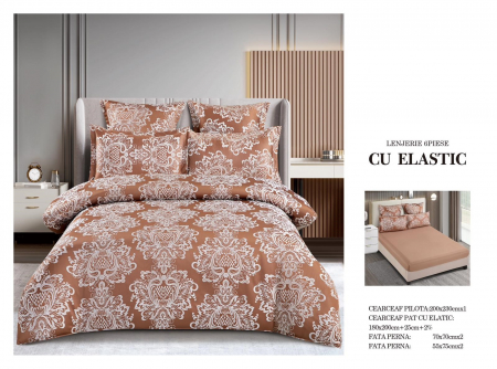 LENJERII DE PAT - Lenjerie De Pat Cu Elastic Model Jacquard - Maro Royal